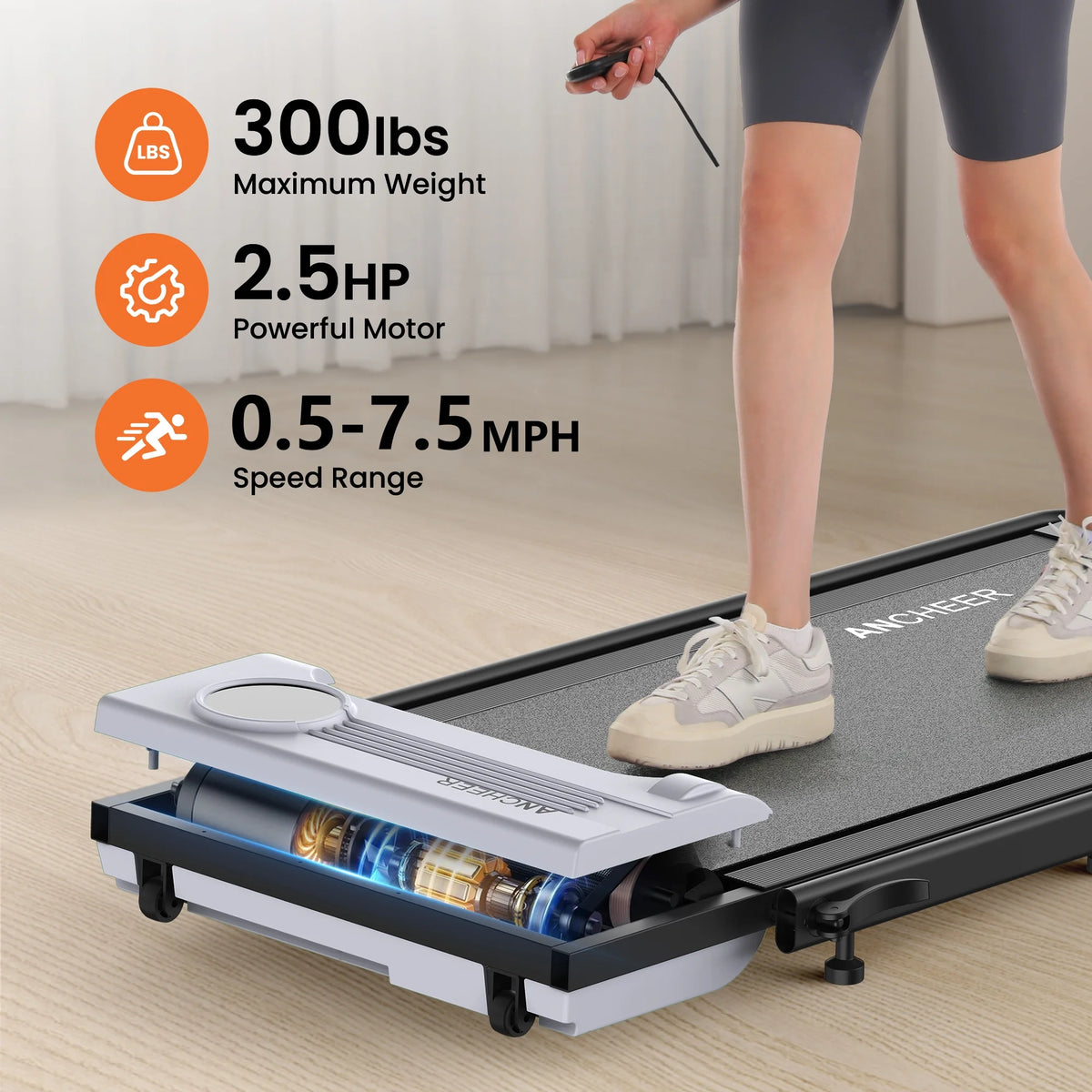 2026 NewANCHEER Portable Folding Walking Pad 300lb, 7.5 MPH Under Desk Treadmill with Remote Control & LED Display,2 in 1 Walking Pad Treadmill for Home/Office/Exercise(Pink)