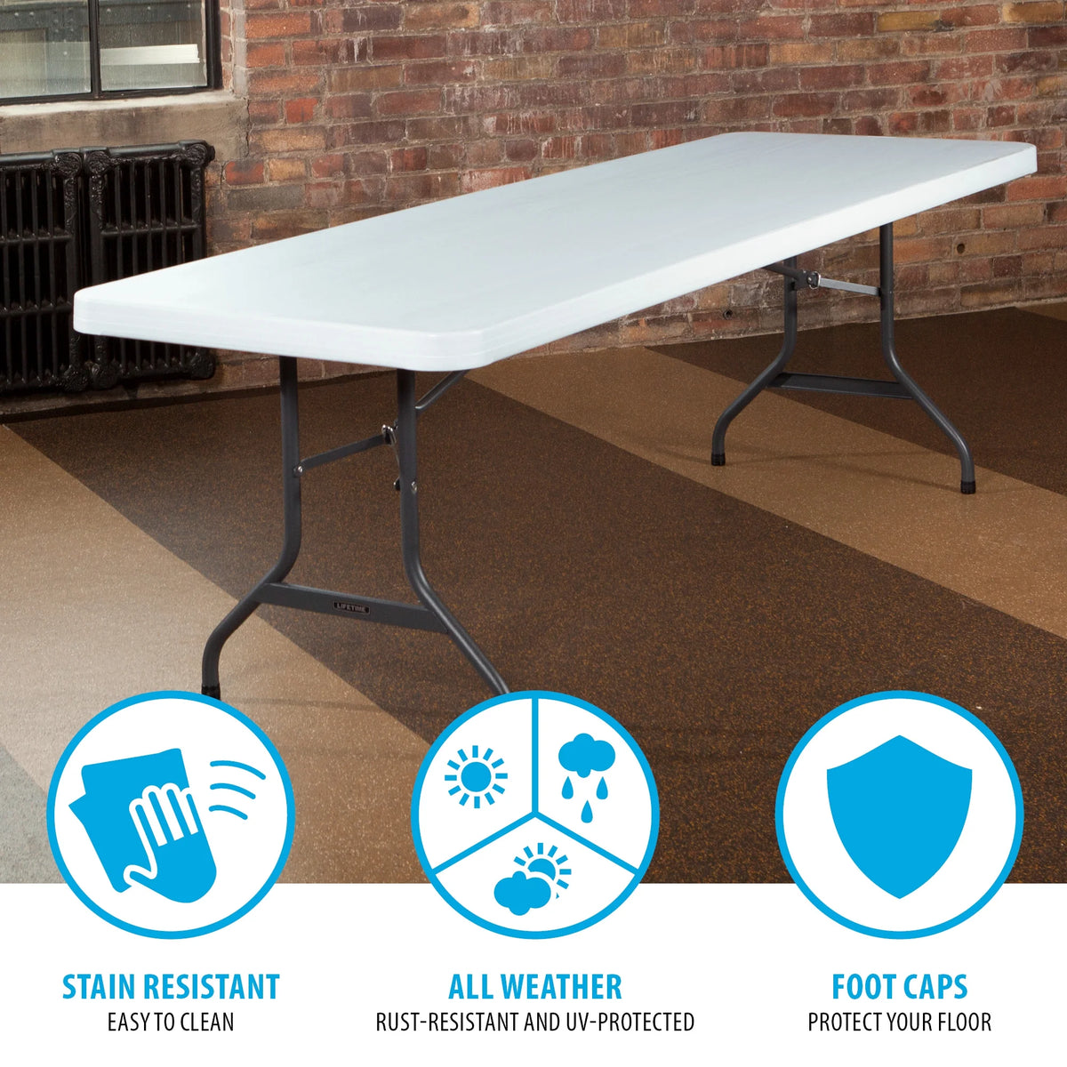 2026 NewLifetime 8-Foot Commercial Grade Folding Table, White Granite (22980)