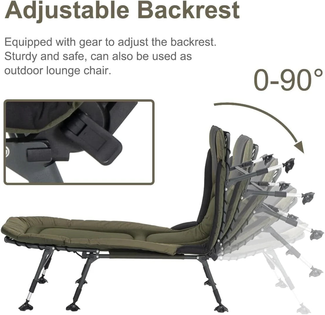 2026 NewCamping Cots for Adults 330Lbs with Carry Bag, Heavy Duty Folding Bed with Soft Padded Cushion, Portable Military Cot for Hunting, 180° Adjustable Reclining Outdoor Lounger