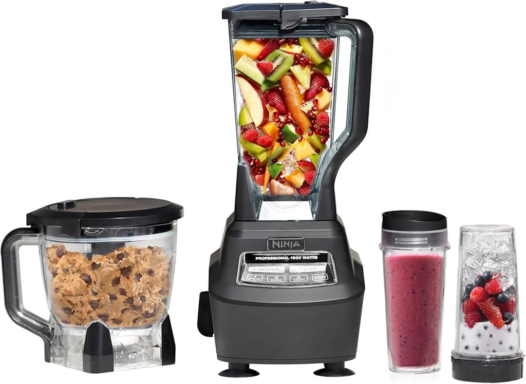 2026 NewNinja Mega Kitchen System, 1500 Watt Stand Mixer (2.1 Liters) and Food Processor (8 Cups) with (2) 473 ml Takeaway Cups