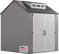 2026 NewRubbermaid resin garden shed with floor (2.13 x 2.13 m), weatherproof, grey, for storing garden tools, lawnmowers, bicycles and pool accessories