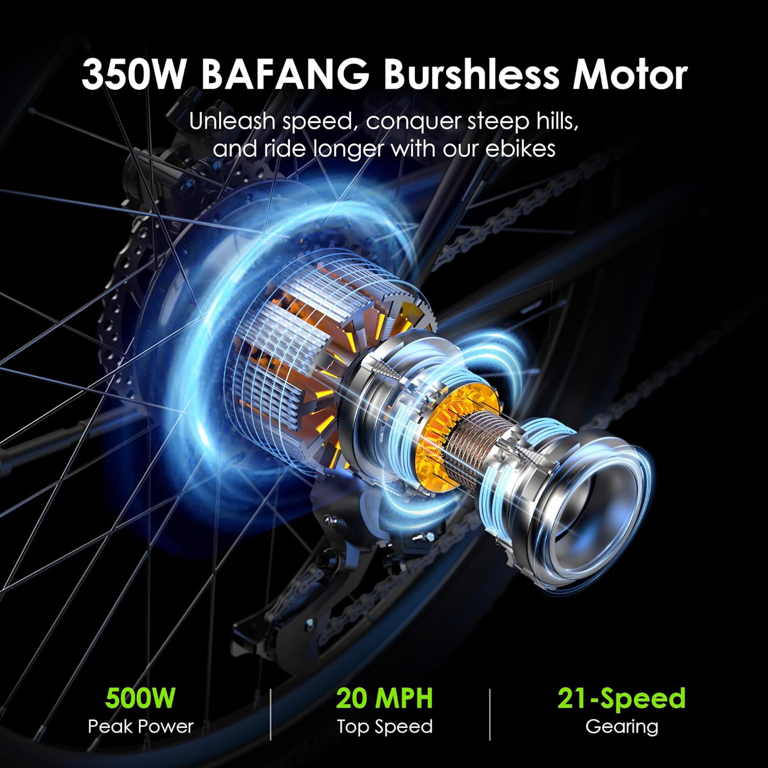 2026 Bicicleta eléctrica todoterreno para adultos Oraimo Monster 100 – Motor BAFANG 350W (pico 500W)