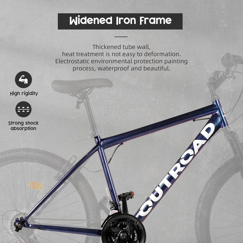 2026 NewOutroad 26 Inch Mountain Bike, 21-Speed/High-Carbon Steel/Aviation Grade Frame, Dual Disc/V Brake, Adjustable Ergonomic Seat Bycycle for Men Women Adult, Quick Assembly in 20 Minutes