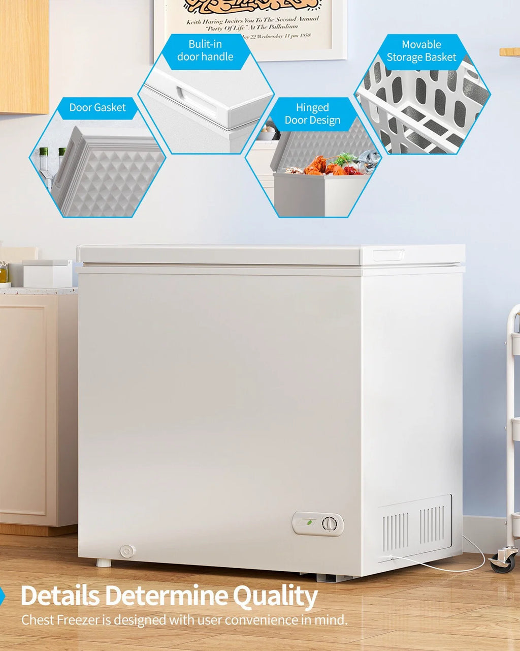 2026 NewDISHUP 10.0 Cu.Ft Chest Freezer, Deep Freezer with Removable Basket, Adjustable Temperature, for Home/Office/Garage/Bar