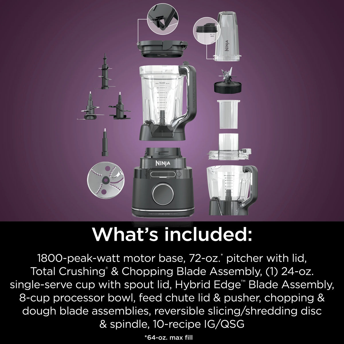 2026 NewNinja Detect Kitchen System Power Blender + Processor with Blend Sense Technology, Silver, TB400