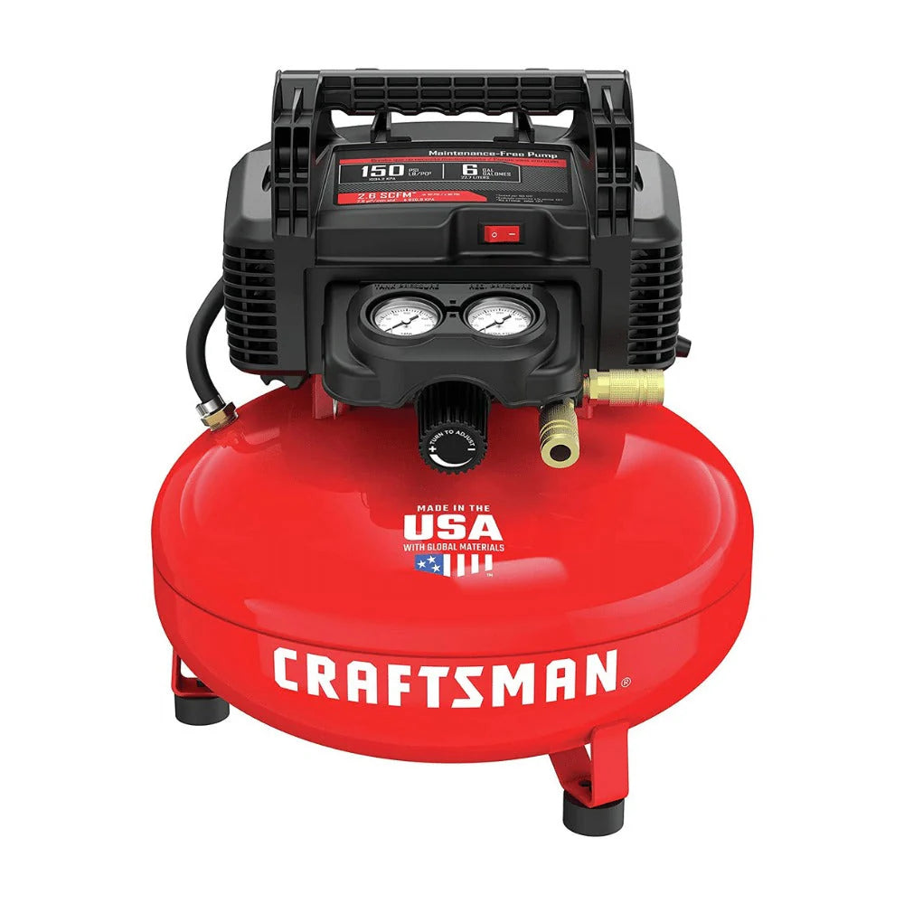 2026 NewCraftsman 6-gallon pancake air compressor, oil-free, 150 PSI, portable with accessory kit
