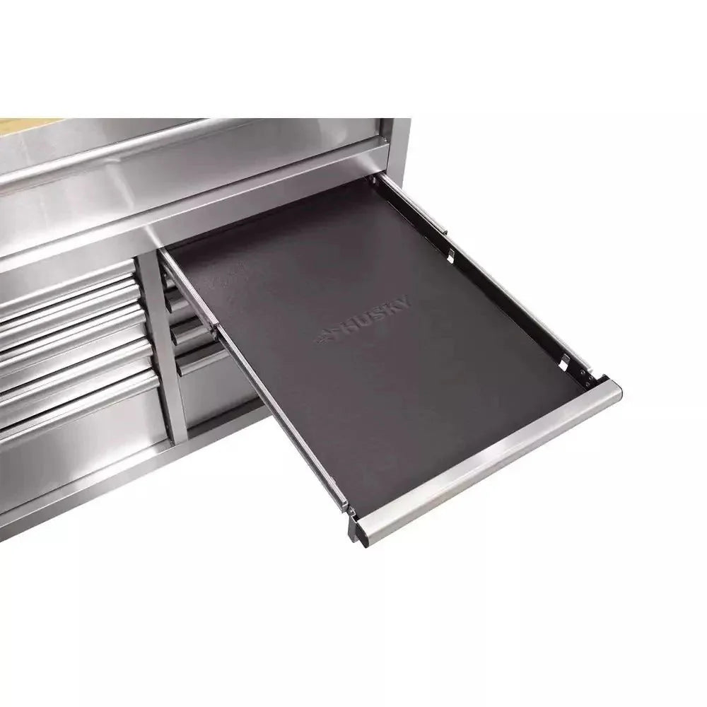 2026 New72 in. 18-Drawer 24 in. D Mobile Workbench with Solid Wood Top Stainless Steel