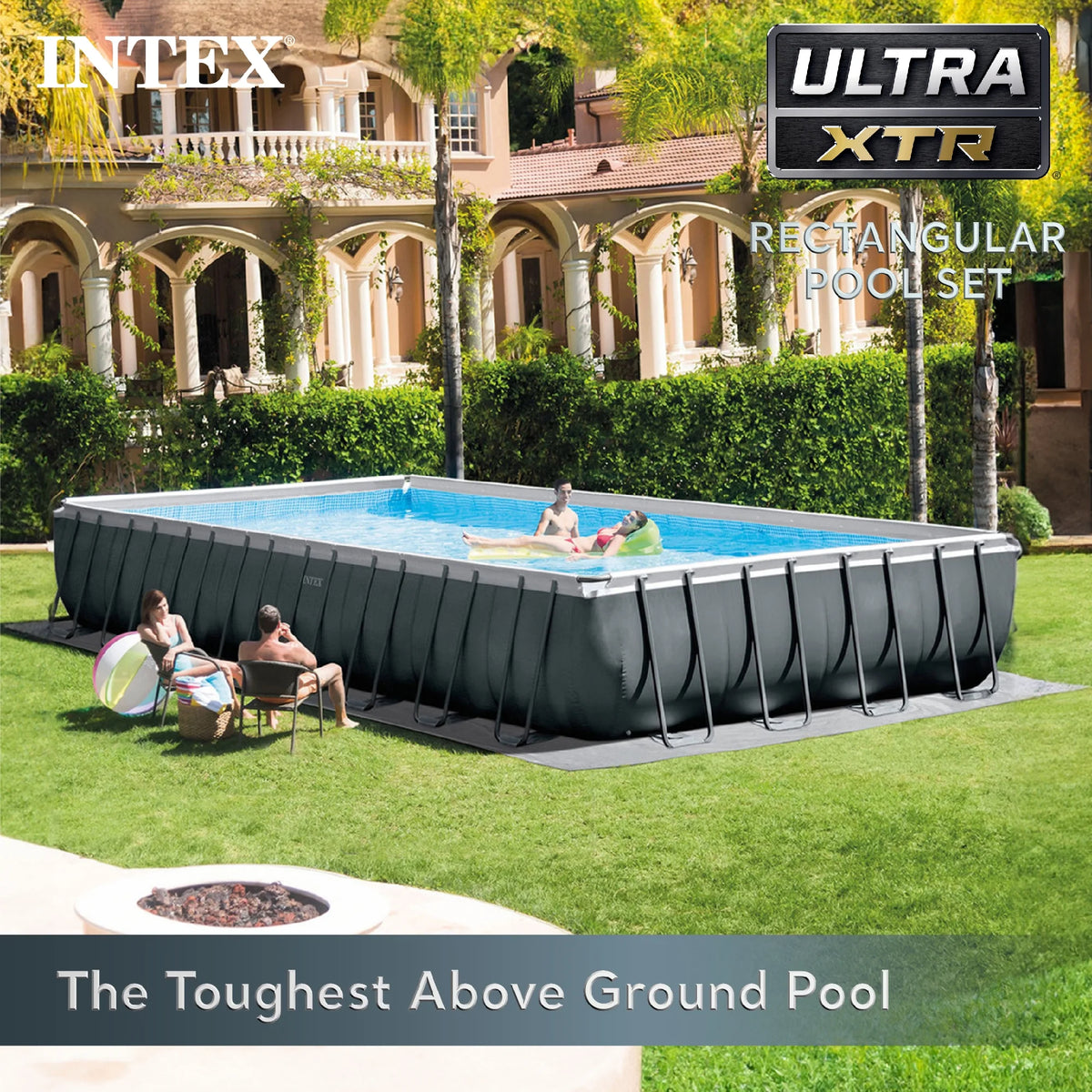 2026 NewINTEX 24ft x 12ft x 52in Ultra XTR Above Ground Pool, Floats (2 Pack), & Inflatable Cooler