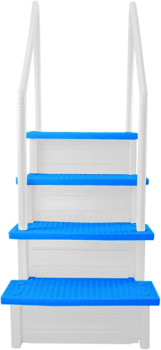 2026 NewNon-slip pool entrance steps | Gray | Suitable for above-ground pools | Can be installed on patios with a height of 122 to 137 cm | Maximum load capacity 136 kg