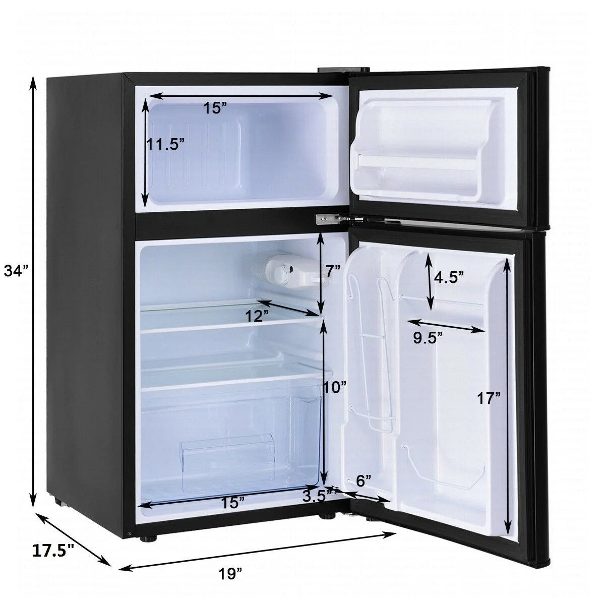 2026 NewCostway Refrigerator Small Freezer Cooler Fridge Compact 3.2 cu ft. Unit, Grey