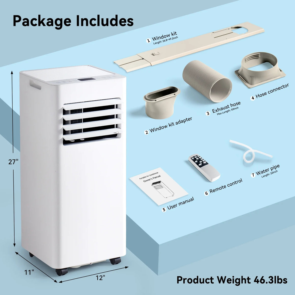 2026 NewBapipro 10,000 BTU Smart Portable AC - WiFi/Remote, 4-in-1 for 300 Sq.Ft, 24H Timer, Window Kit, ??55dB, ETL Certified
