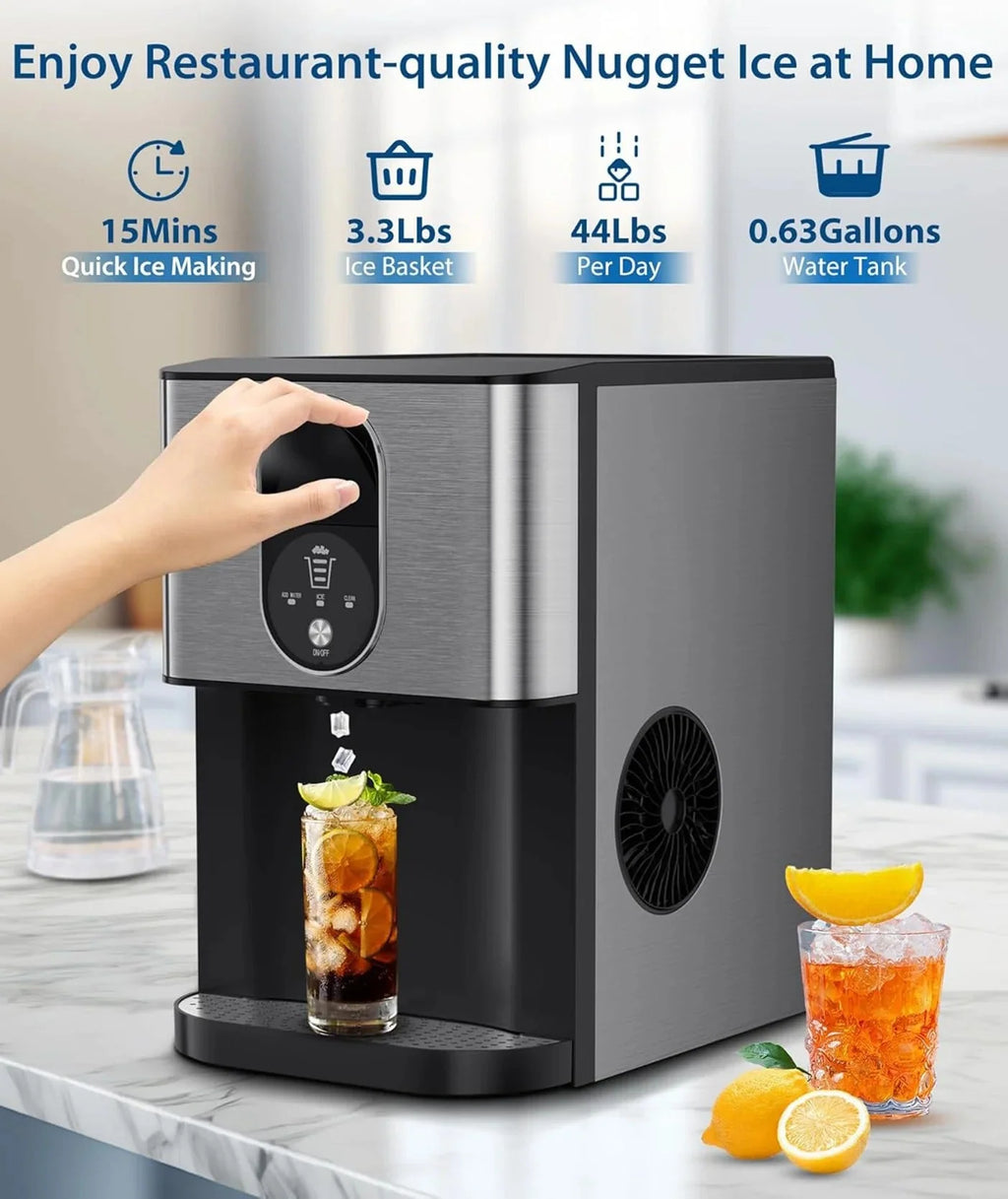 2026 New44lbs/24H Nugget Ice Maker Countertop Dispenser