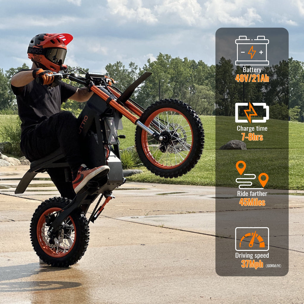 2026 NewTUTTIO Soleil01 Adult Electric Dirt Bike (with Branded Helmet), 2000W, 48V 21Ah Battery, 37Mph Full Suspension Mountain E-Bike, 200Nm Torque All-Terrain Electric Motorcycle
