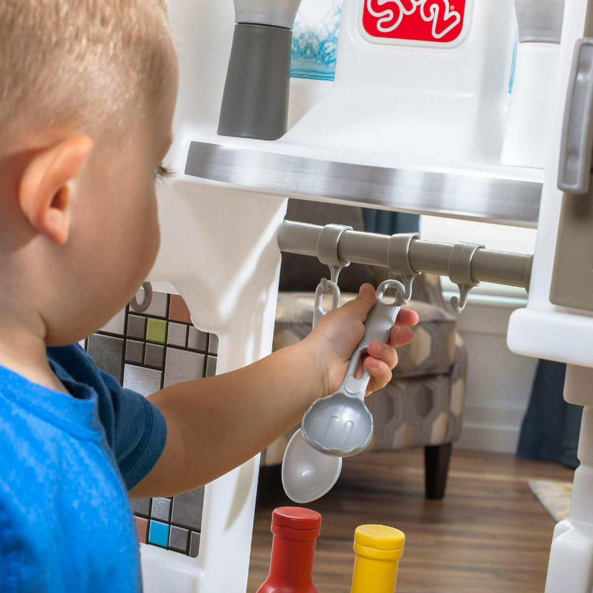 2026 NewStep2 Contemporary Chef Brown and White Toddler Plastic Play Kitchen