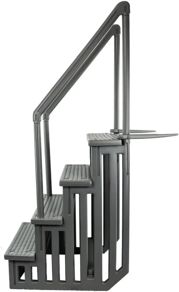 2026 NewNon-slip pool entrance steps | Gray | Suitable for above-ground pools | Can be installed on patios with a height of 122 to 137 cm | Maximum load capacity 136 kg