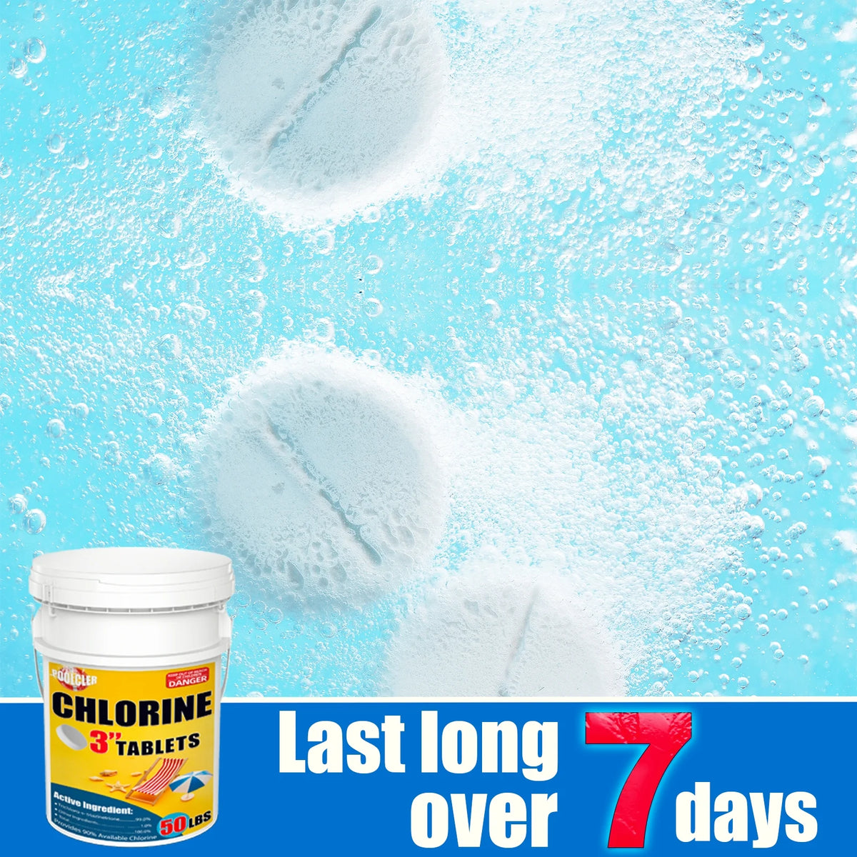 2026 New50 lbs 3" Chlor Tabs for Swimming Pools, Tablets, Chlorine Pool Chemicals