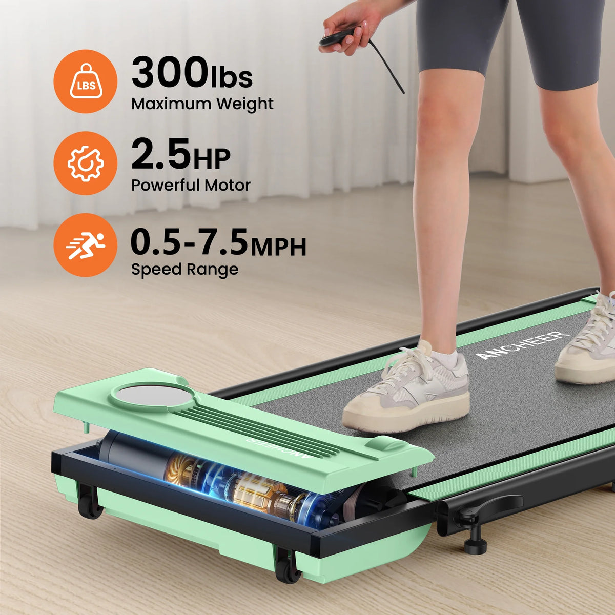2026 NewANCHEER Portable Folding Walking Pad 300lb, 7.5 MPH Under Desk Treadmill with Remote Control & LED Display,2 in 1 Walking Pad Treadmill for Home/Office/Exercise(Pink)