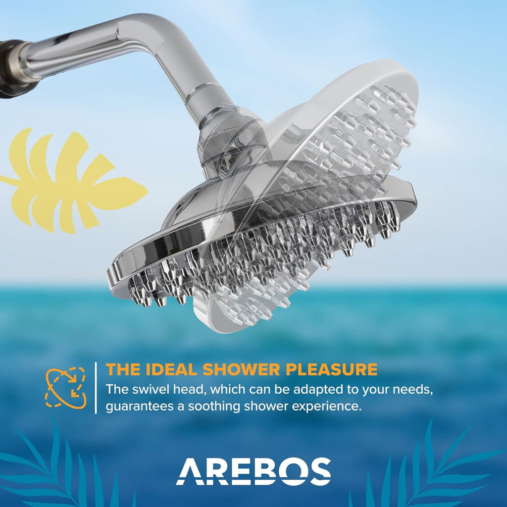 2026 Arebos Ducha Solar | 35 litros | 216cm | con termómetro Integrado | Incl.Portada | Cabezal de Ducha Redondo | con Ducha de pies | Ducha de jardín con conexión para Manguera de jardín | Negro