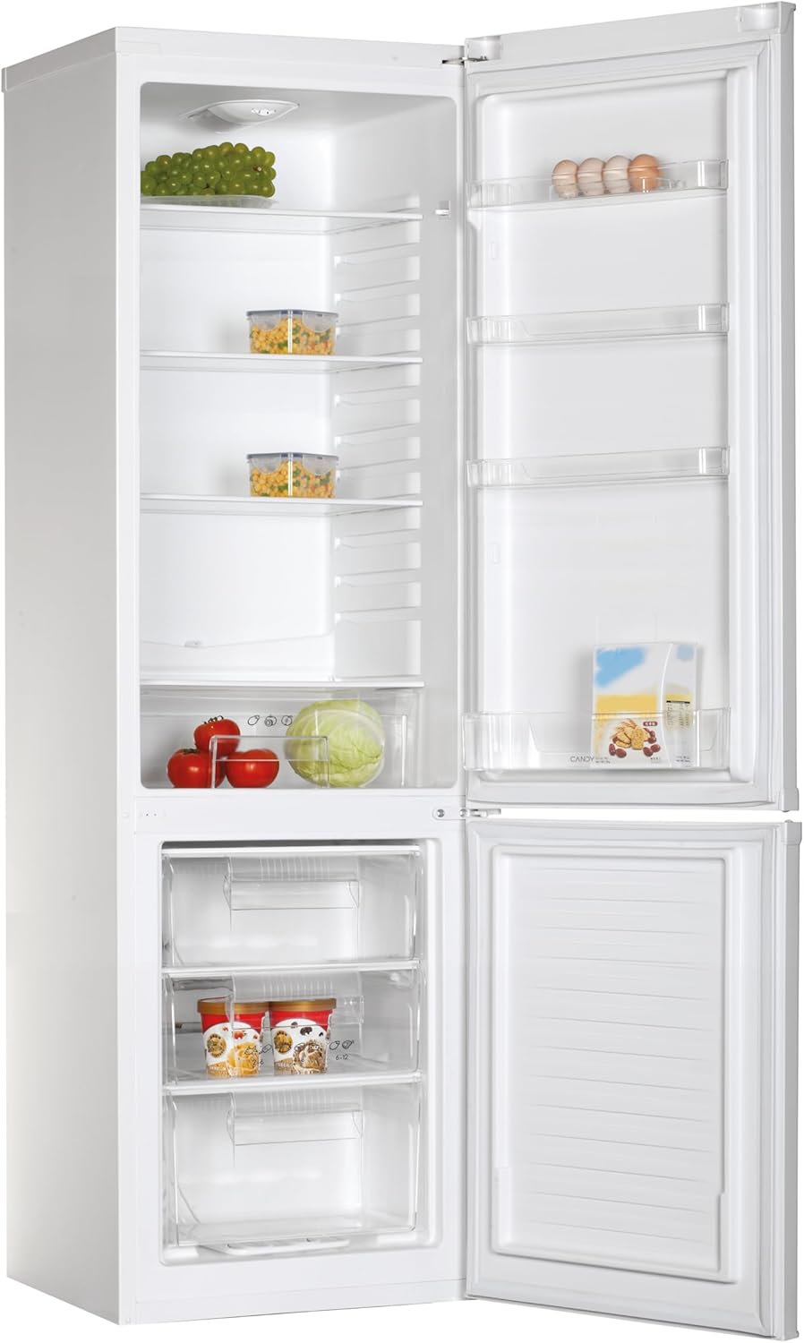 2026 Candy CCG1S 518EW - Frigorífico Combi, Ancho 55cm, Altura 1,80m, 252L, Cajón Verdulero, Control Mecánico de la temperatura, Iluminación LED, Puerta Reversible, 41DB, Blanco