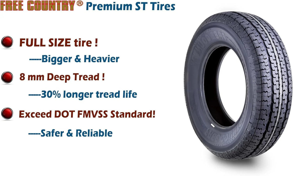 2026 NewSet of 4 heavy-duty trailer tires ST205/75R15 205 75 15 10-ply, load class E, steel-belted radial tires with abrasion protection