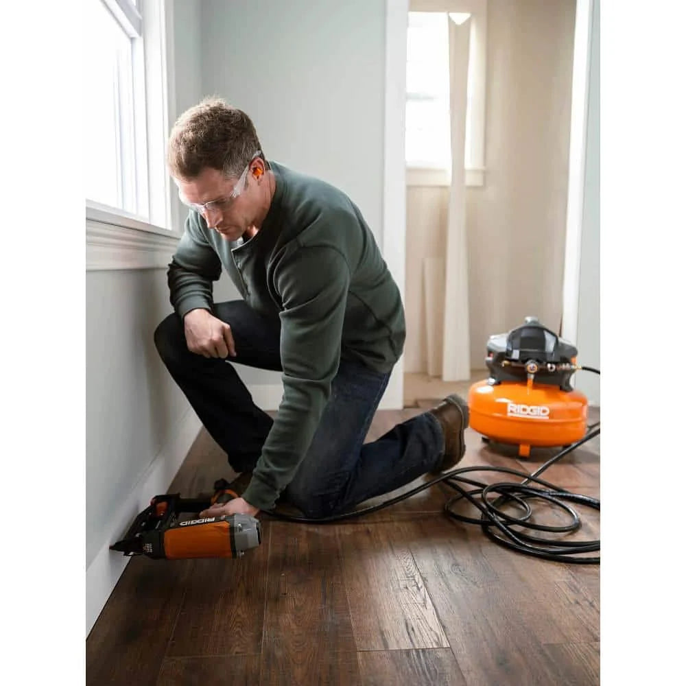 2026 NewPortable electric flat compressor (6 gallons) with 18GA brad nailer, 16GA straight nailer and 18GA stapler R69603FK
