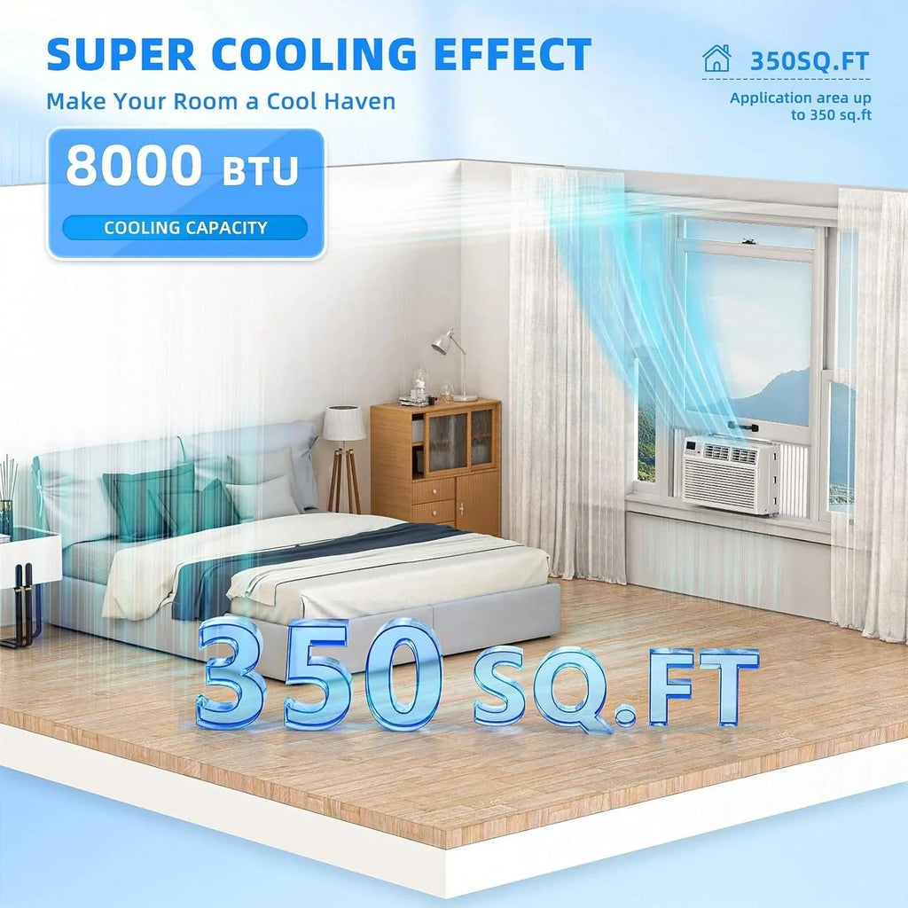 2026 NewAntarctic Star 12,000 BTU U-shaped window air conditioner, cools rooms up to 550 square feet with 6 modes, 24-hour timer, ultra-quiet window air conditioner