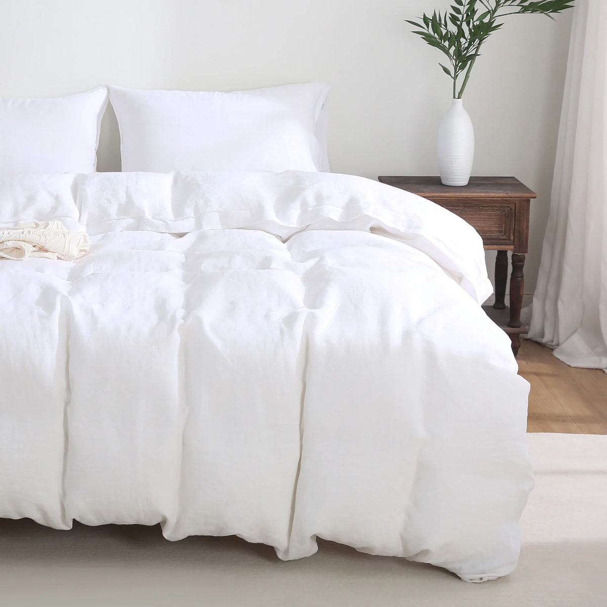 2026 New100% Pure Linen Duvet Cover with Button Closure and Corner Ties Soft & Breathable - Natural Full/Queen