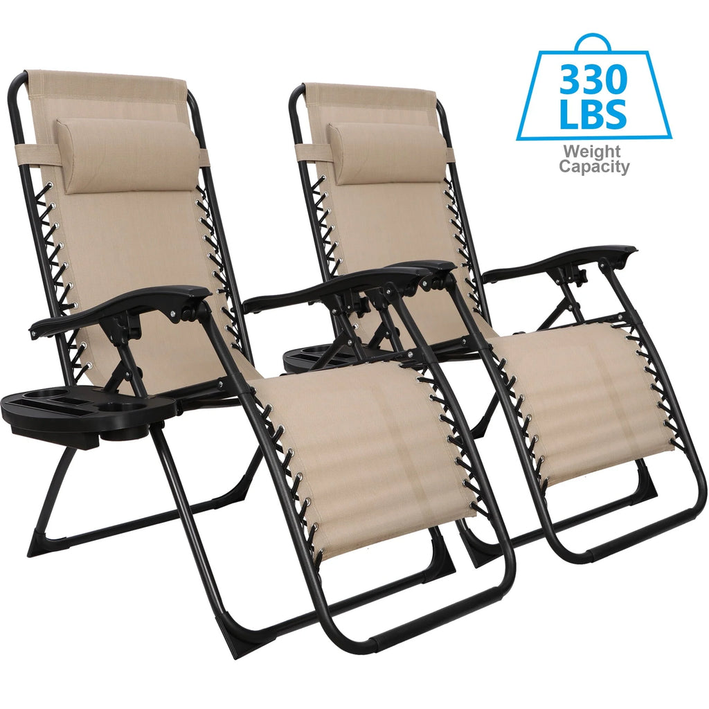 2026 NewHomGarden 2 Pack Steel Zero-Gravity Chair - Beige