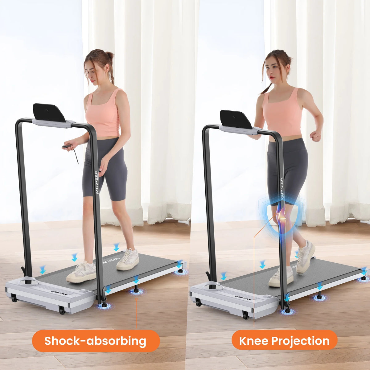 2026 NewANCHEER Portable Folding Walking Pad 300lb, 7.5 MPH Under Desk Treadmill with Remote Control & LED Display,2 in 1 Walking Pad Treadmill for Home/Office/Exercise(Pink)
