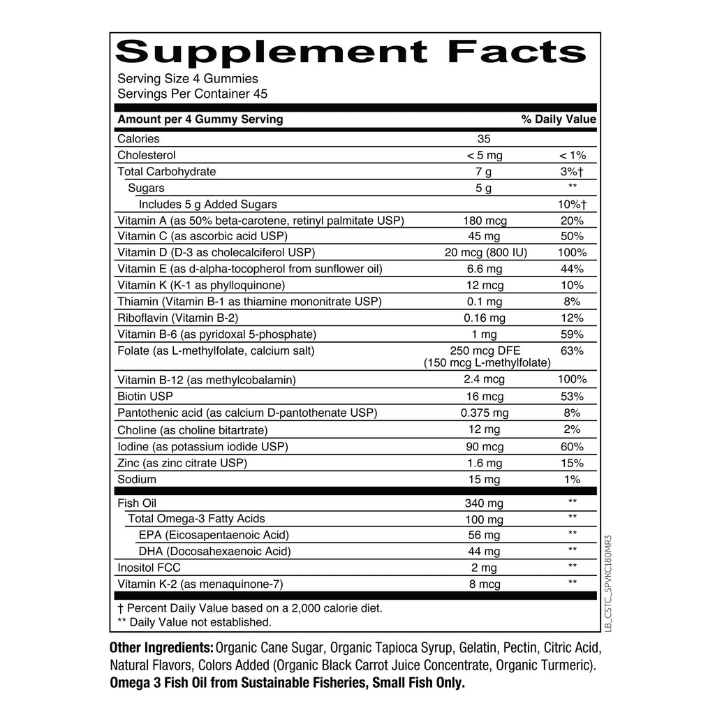2026 NewSmartyPants Kids Formula Multivitamin, 180 Gummies