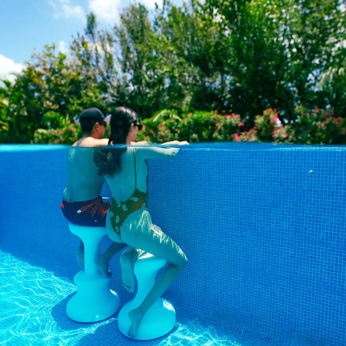 2026 NewDunn-Rite Products Made in USA Submersible Swim Up Pool Stools for Underwater Use, Bar Stool for Inside Pool and Patio Deck Seating, 24 Inch (1 Stool)