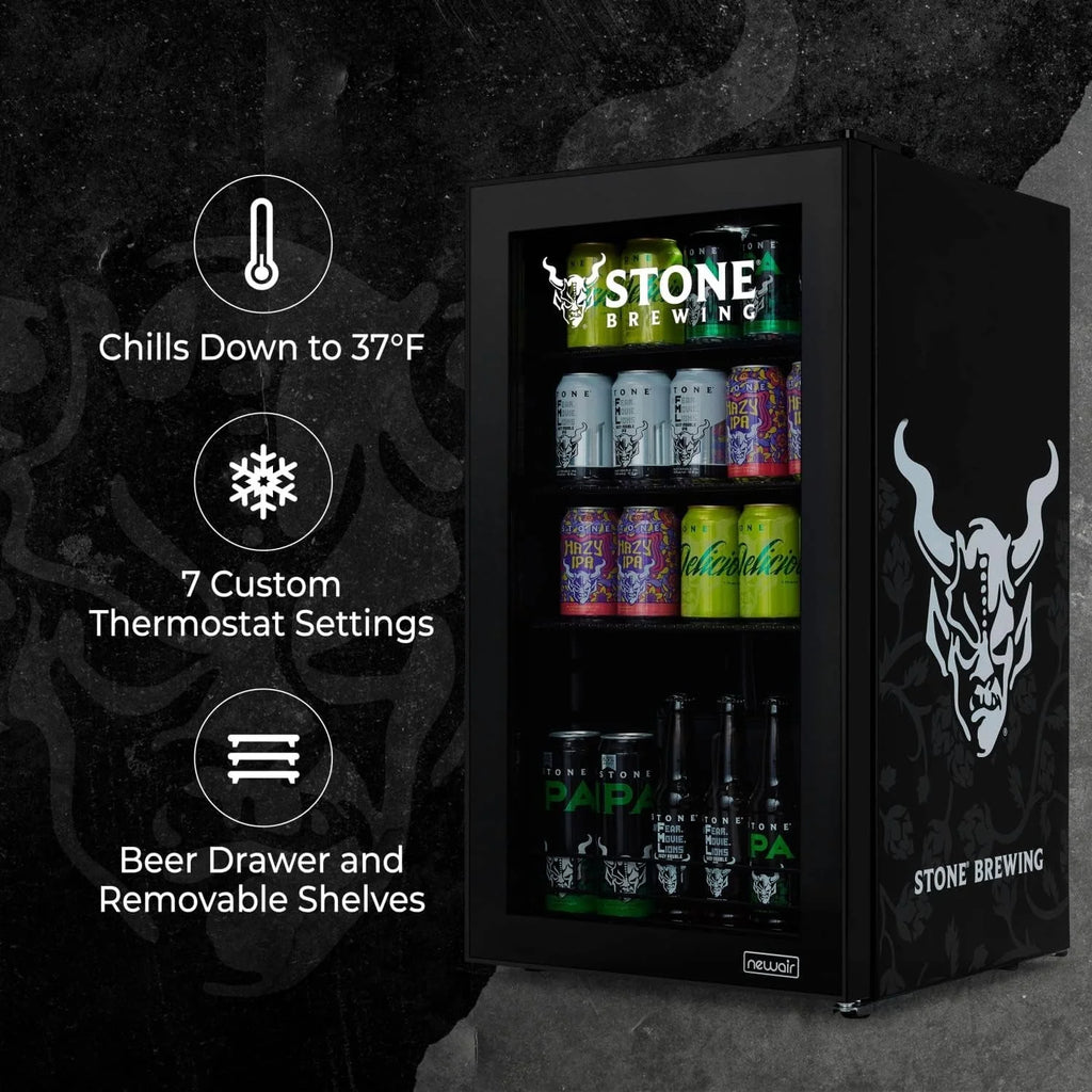 2026 NewBeverage Refrigerator Cooler | 126 Cans Free Standing with Right Hinge Glass Door | Mini Fridge Beverage Organizer Perfect For Beer, Wine, Soda, And Cooler Drinks