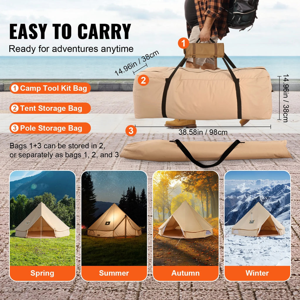 2026 NewKFFKFF Canvas Bell Tent 6m/19.68ft 4-Season Camping Yurt Tent with Stove Jack