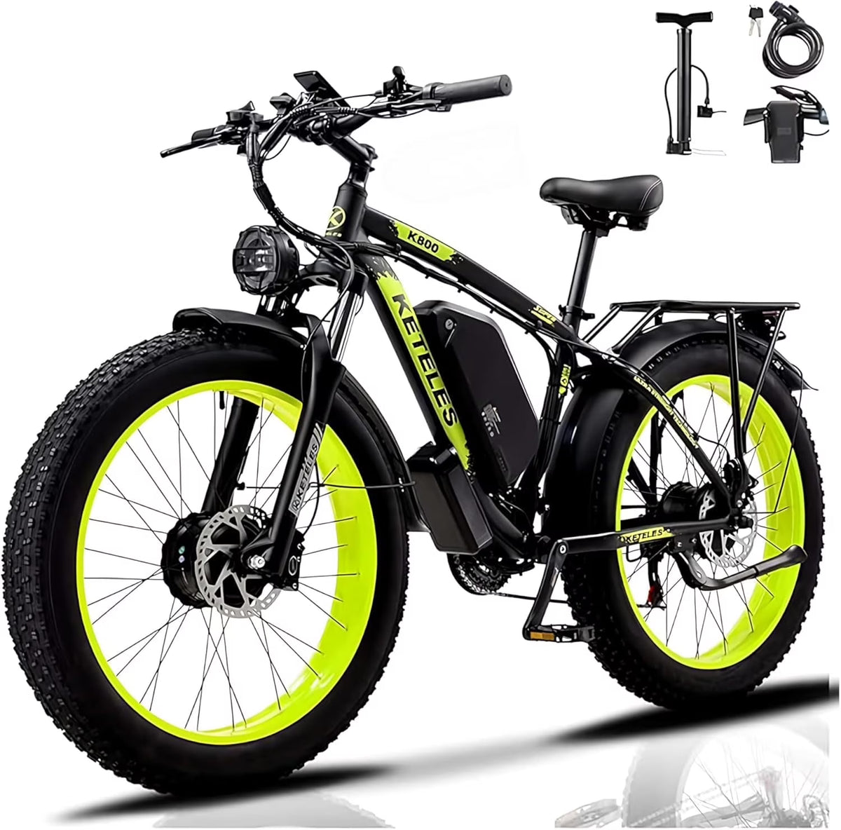 2026 NewKETELES Electric Bike for Adults, Peak 4000W Dual Motor Ebike��26" Fat Tire Electric Mountain bike,  48V 23AH Removable Battery UL 2849.