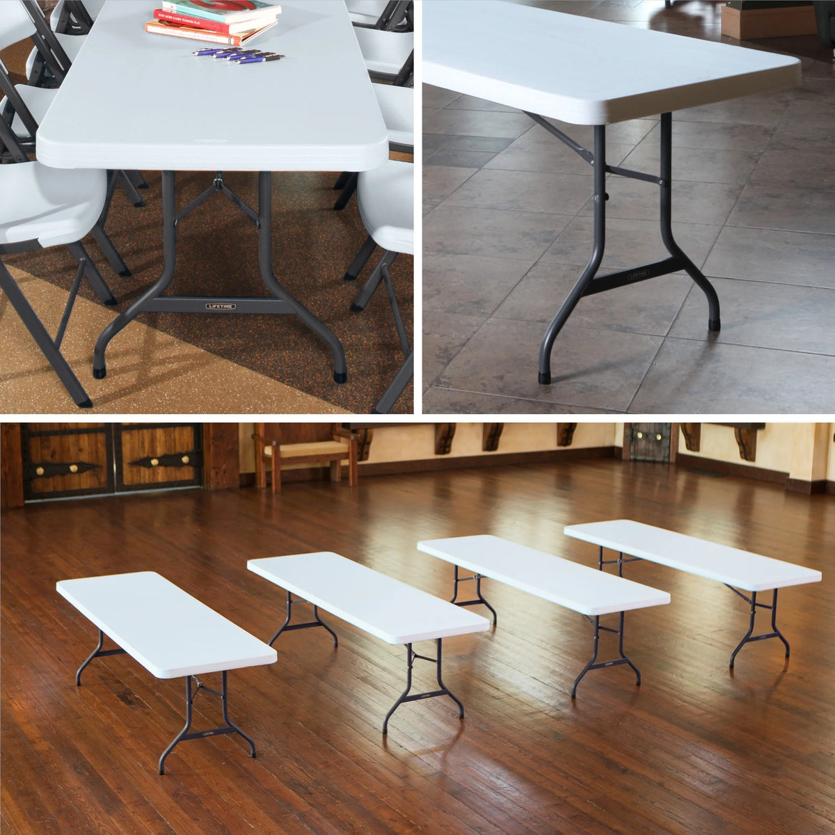 2026 NewLifetime 8-Foot Commercial Grade Folding Table, White Granite (22980)