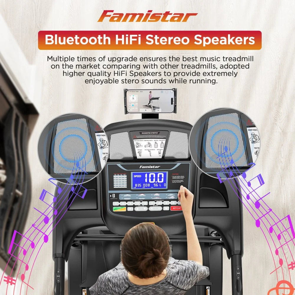 2026 NewFamistar Folding Treadmill for Home with 15 Levels Auto Incline, 300LB Capcity, 10MPH Fast Speed Controls