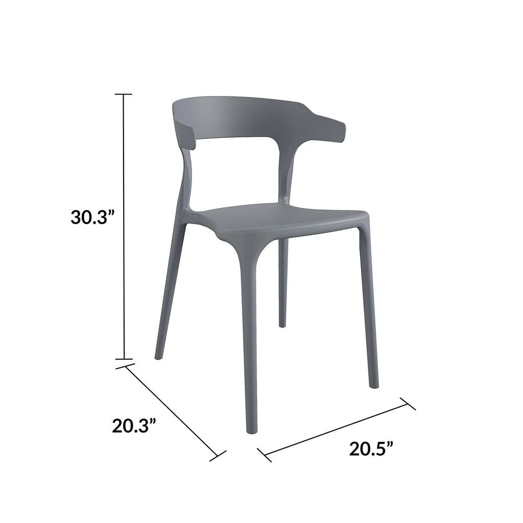 2026 NewNovogratz Poolside Collection, Felix Stacking Dining Chairs, Indoor/Outdoor, 4-Pack, Charcoal