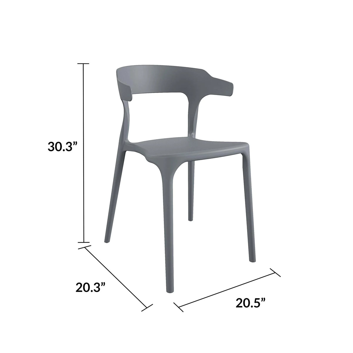 2026 NewNovogratz Poolside Collection, Felix Stacking Dining Chairs, Indoor/Outdoor, 4-Pack, Charcoal