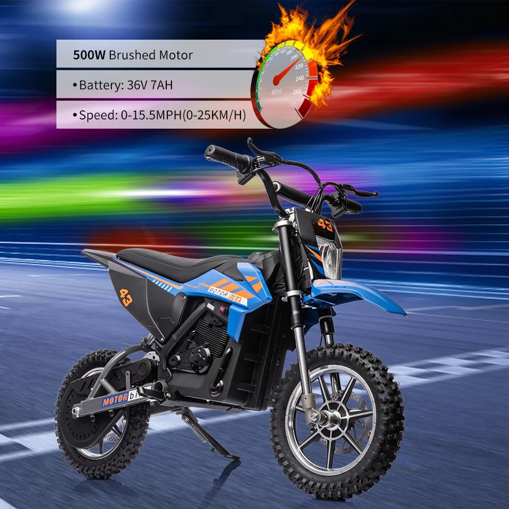 2026 NewElectric Dirt Bike for Kids,36V Ride on Motorcycle,Up to 15.5MPH,350W Brushless Motor,LED Headlight,Leather Seat,Front and Back Brakes,Electric Motorcycle for Kids Age 8-16,Max Load 175lbs