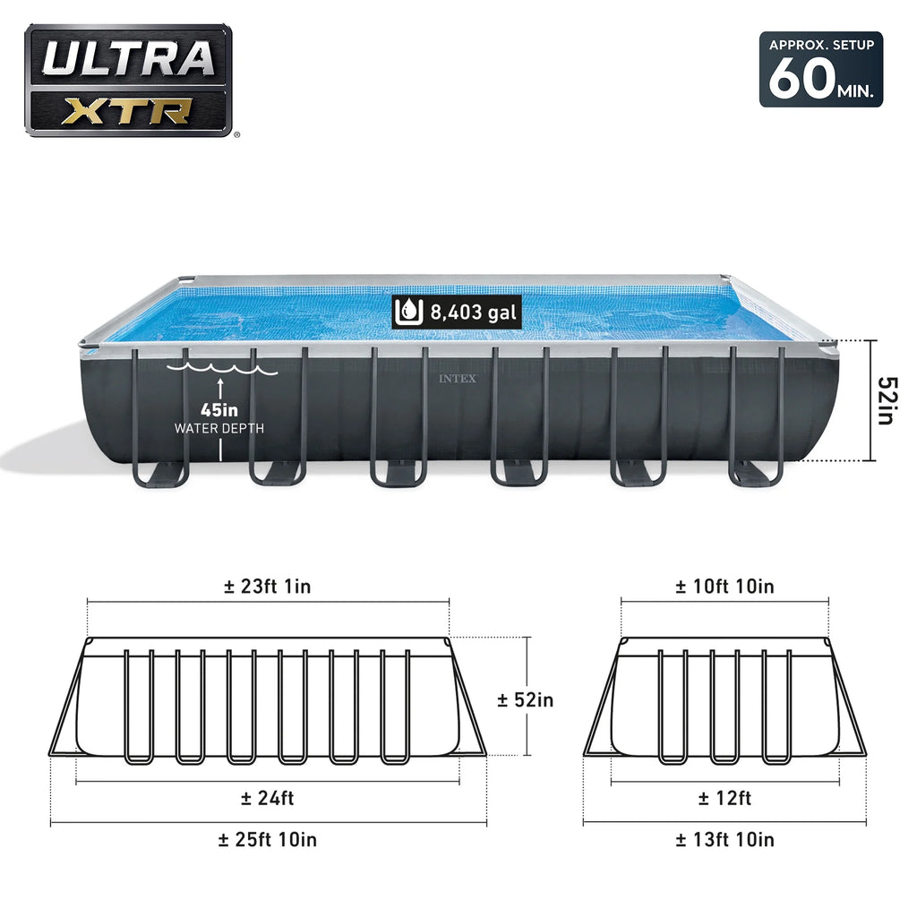 2026 NewINTEX 24ft x 12ft x 52in Ultra XTR Above Ground Pool, Floats (2 Pack), & Inflatable Cooler