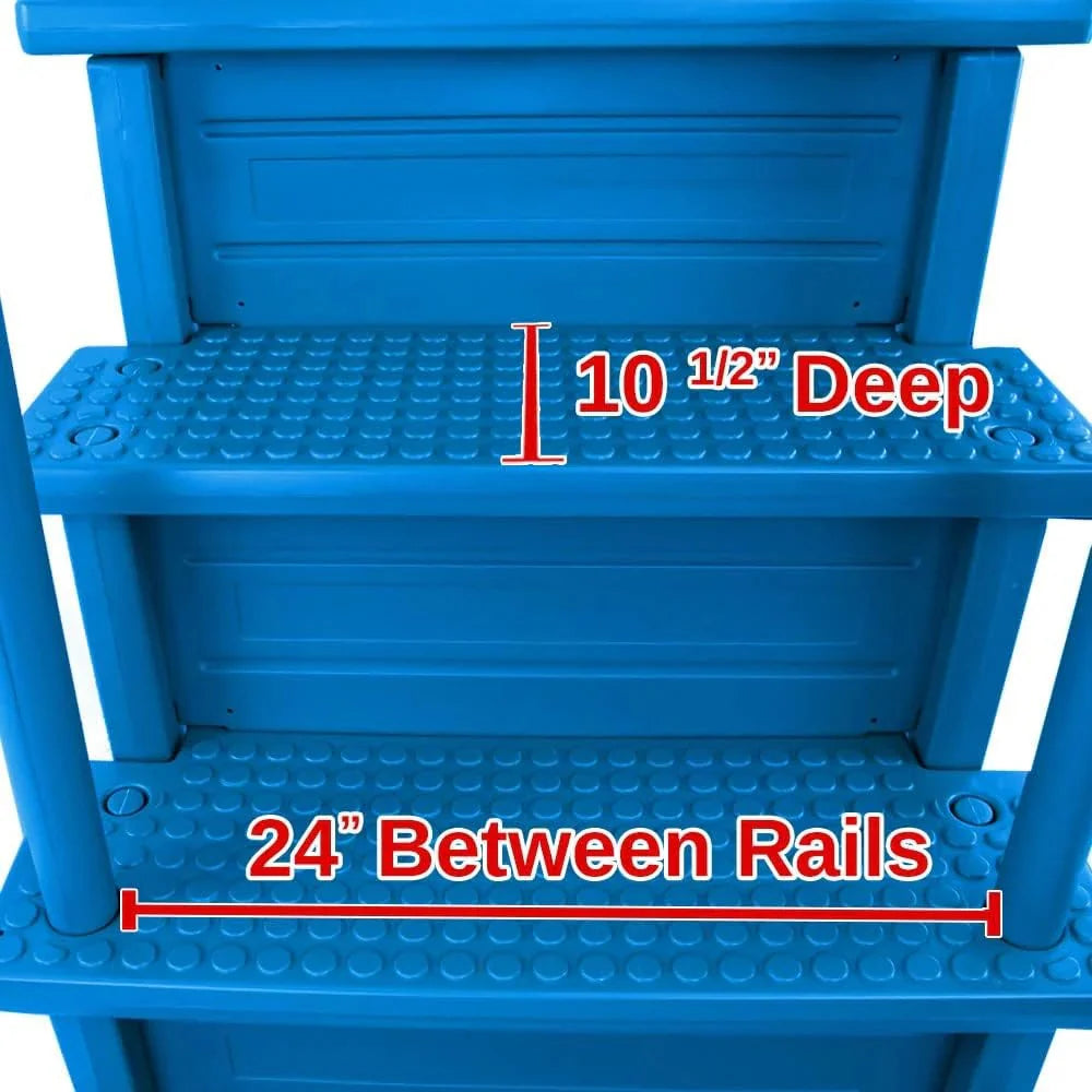 2026 NewNon-slip pool entrance steps | Gray | Suitable for above-ground pools | Can be installed on patios with a height of 122 to 137 cm | Maximum load capacity 136 kg