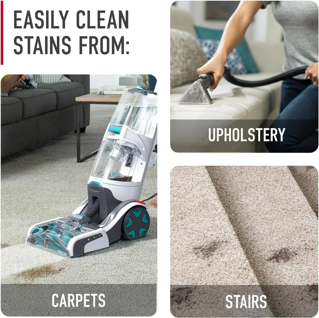 2026 NewHoover SmartWash+ Automatic Carpet Cleaner for Carpets and Upholstery, Deep Cleaning Carpet Shampoo, Carpet Deodorizer and Pet Stain Remover FH52000, Turquoise
