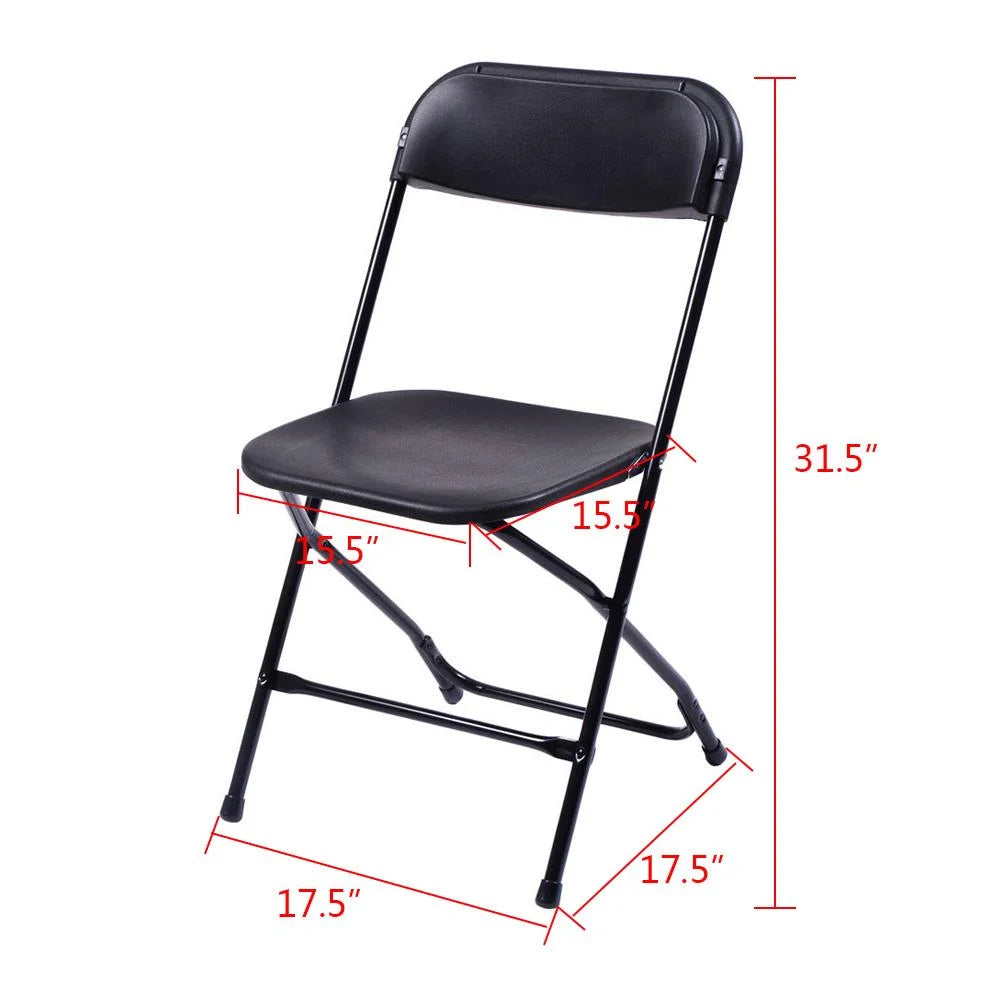 2026 NewKtaxon 6ft White Folding Table and 10 Pack Folding Chairs Black, Plastic Table and Chair Set