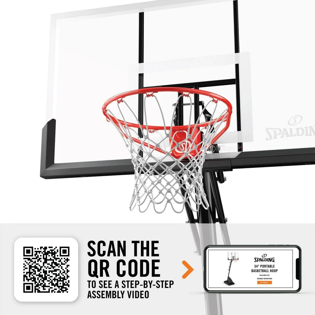 2026 New2025 Spalding 54-inch shatterproof polycarbonate Exacta height basketball hoop system, portable