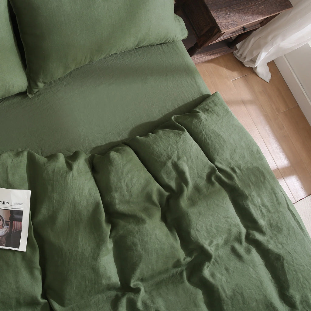 2026 New100% Pure Linen Duvet Cover with Button Closure and Corner Ties Soft & Breathable - Natural Full/Queen