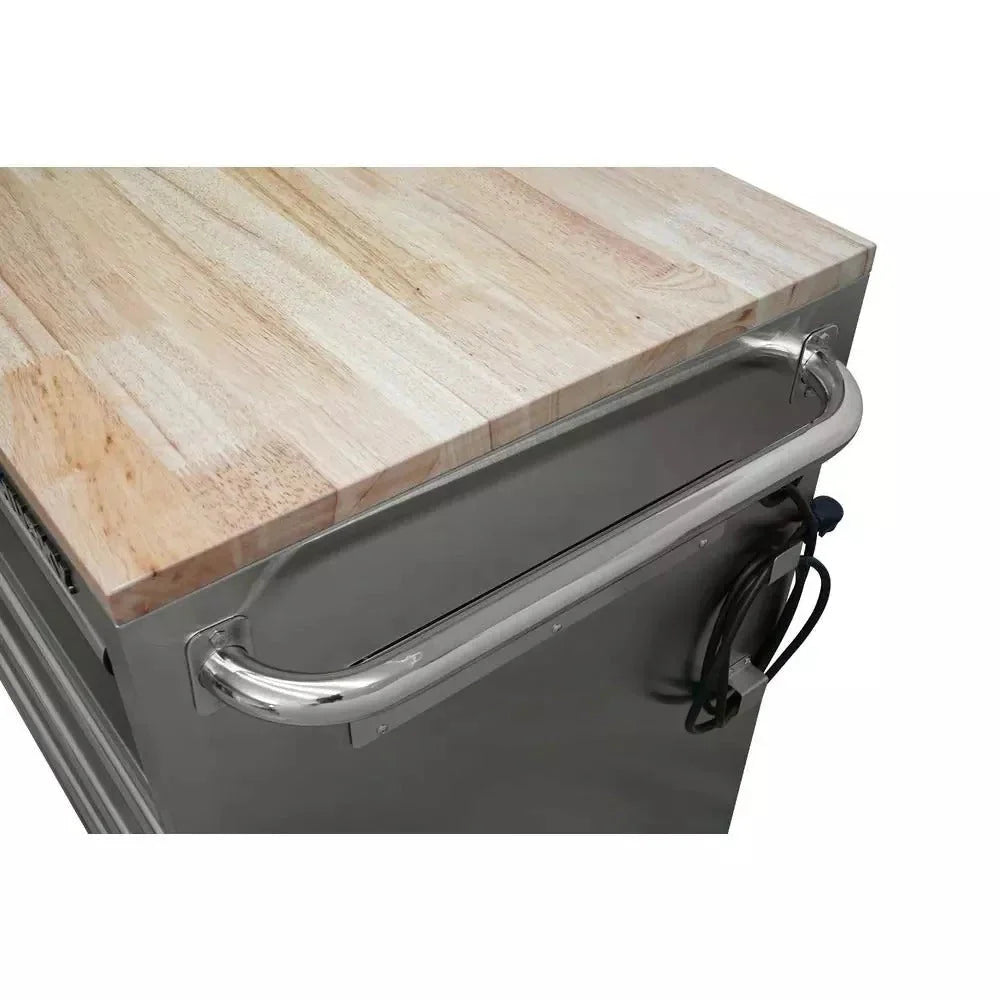 2026 New72 in. 18-Drawer 24 in. D Mobile Workbench with Solid Wood Top Stainless Steel